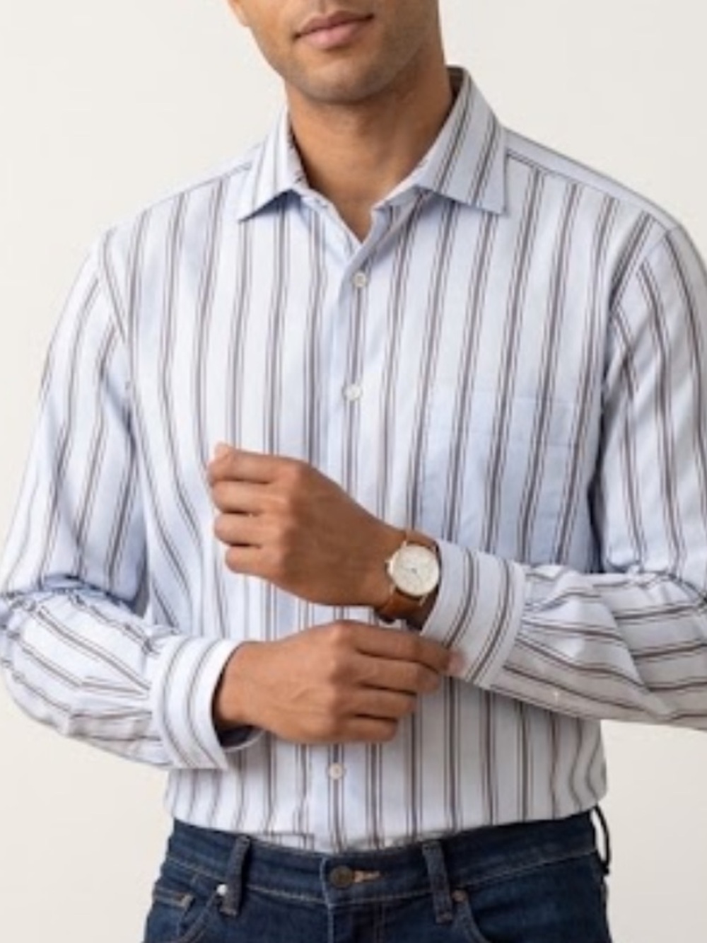 🍻🕺🐠Ben Sherman striped button down shirt blue gold 17.5 32-33 BUDGET